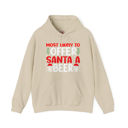 Most Likely To Offer Santa A Beer Hooded Sweatshirt The Devil's Pickle