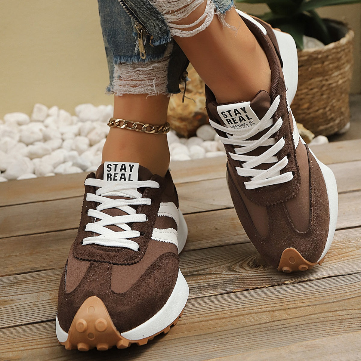 Round Toe Lace Up Sneakers New Era Fashion LLc