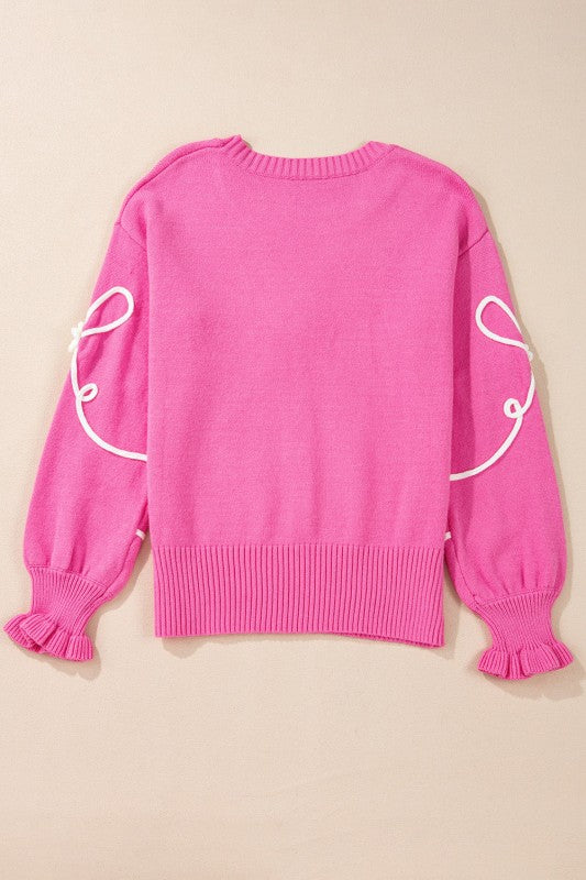 Bow Corded Floral Ribbed Trim Sweater Shop Style & More | Fresh Looks, Everyday Deals & Free Shipping