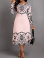 Ladies' Round Neck Printed Fashionable Dress FitiqueFit