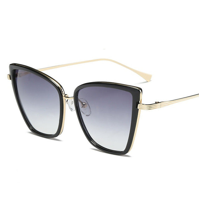 Big Cat Eye Sunglasses Women Black Mirror Sun Glasses FitiqueFit