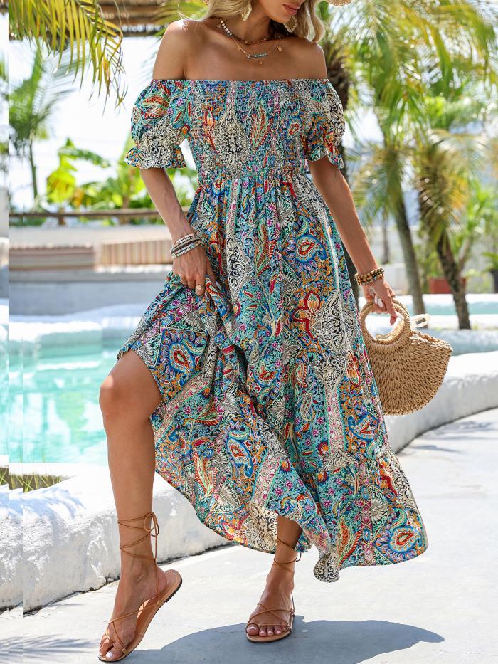 Women’s Paisley One‑Shoulder Maxi Dress FitiqueFit