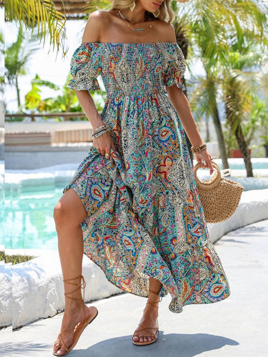 Women’s Paisley One‑Shoulder Maxi Dress FitiqueFit