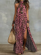 Women's Printed Scarf-Style Maxi Dress – Sleeveless, Split, Loose Boho FitiqueFit