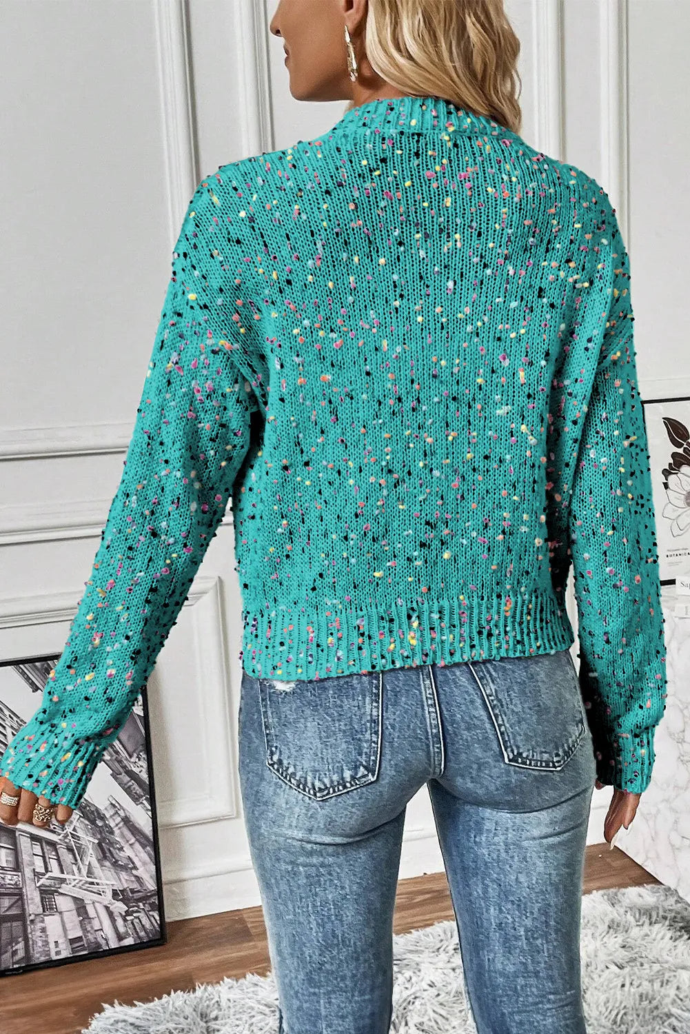 Confetti Button Up Long Sleeve Cardigan New Era Fashion LLc
