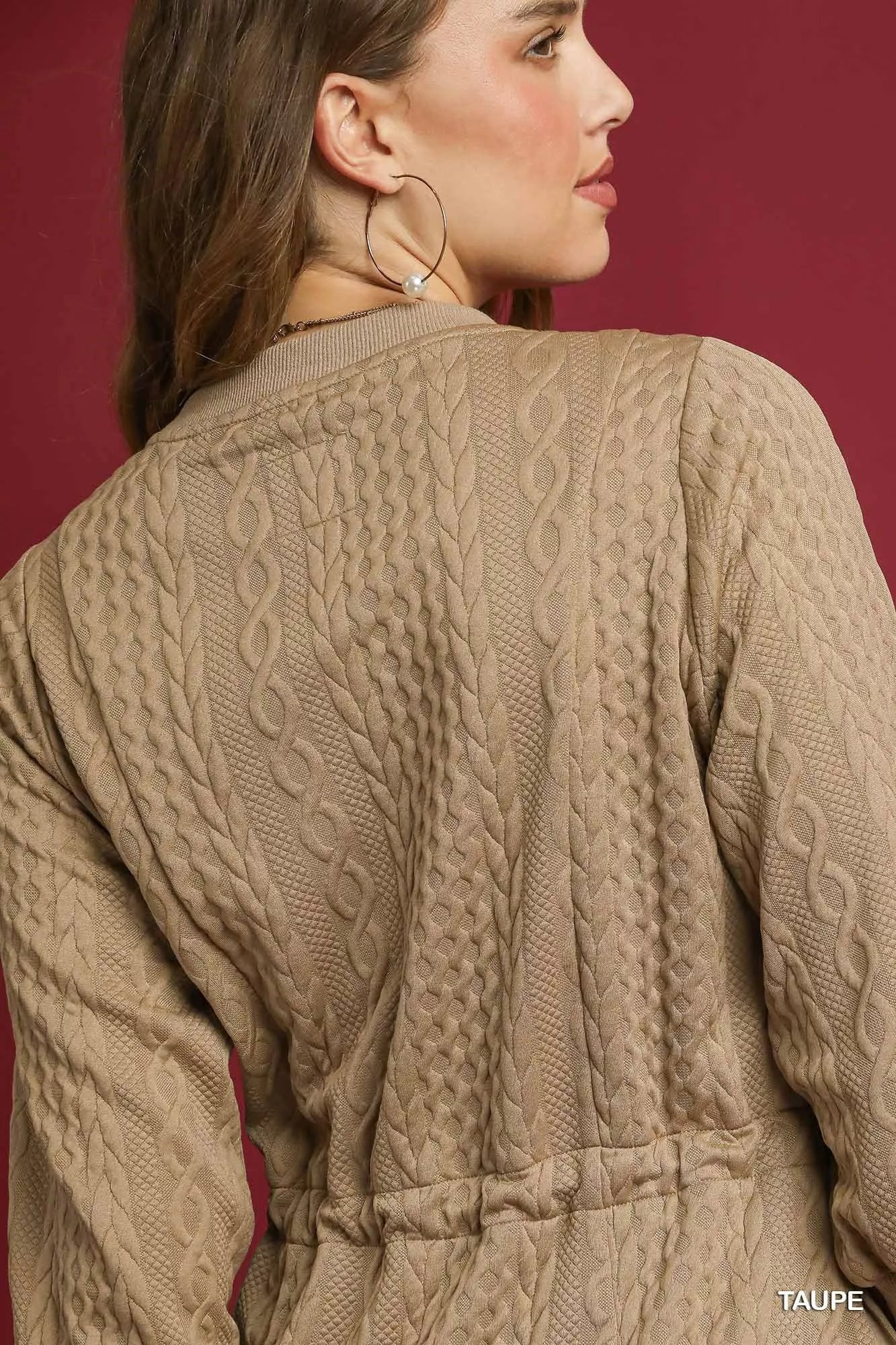 Umgee Drawstring Cable Knit Mini Dress with Pockets West2East Surf