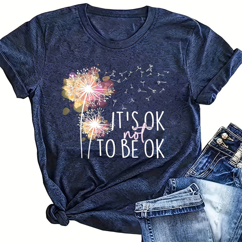 Women's Round Neck Short Sleeve T-Shirt, Summer Casual Tee FitiqueFit