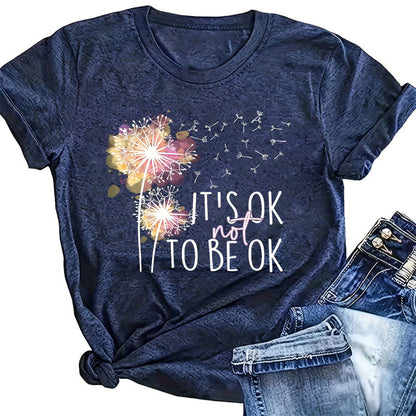 Women's Round Neck Short Sleeve T-Shirt, Summer Casual Tee FitiqueFit