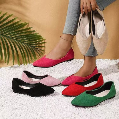 Women's Suede Pointed-Toe Flat Shoes FitiqueFit