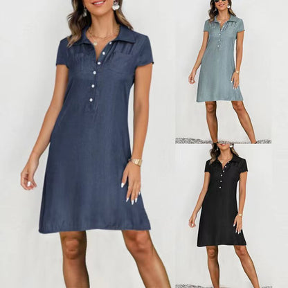 Split Pocket Large Swing Skirt Plus Size Casual Denim Dress Grayceful LLC
