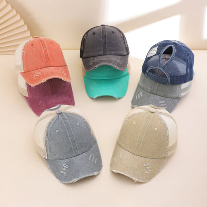 Distressed Washed Mesh Baseball Cap – Frayed Unisex Hat for Outdoor & Daily Wear FitiqueFit