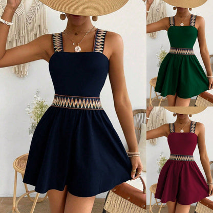 Women's Resort-Style Sleeveless Wide-Leg Jumpsuit with Cinched Waist FitiqueFit