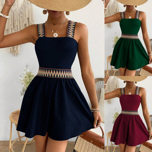 Women's Resort-Style Sleeveless Wide-Leg Jumpsuit with Cinched Waist FitiqueFit