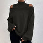 Women’s Elegant Off-Shoulder Turtleneck Sweater — Long Sleeve Knit Top FitiqueFit