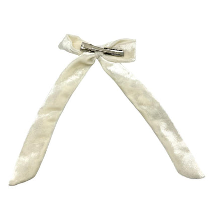 Ivory Crushed Velvet Christmas Bow Enchanted Scrunch