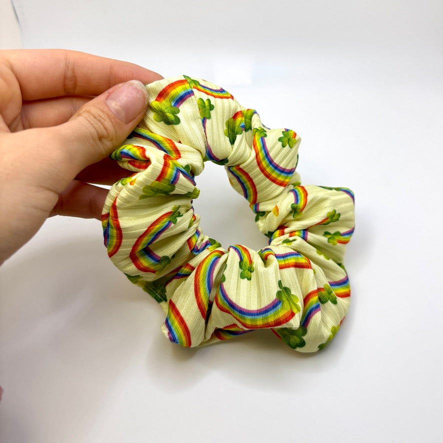 Mini Rainbow Clover St Patrick's Day Scrunchie Enchanted Scrunch