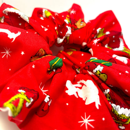 Red Grinch & Max Christmas Scrunchie Enchanted Scrunch