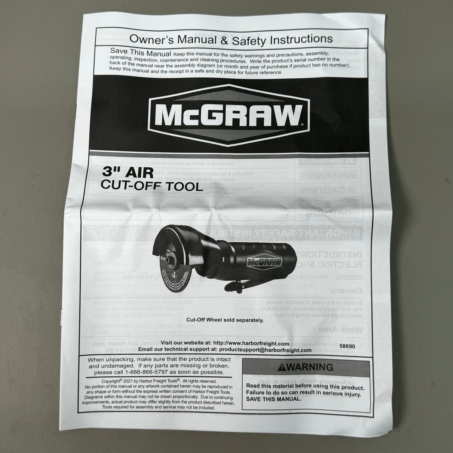 MCGRAW 3" Air Cut-Off Tool 8" x 3 1/2" Black 58690 PayWut