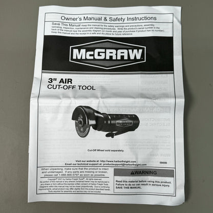 MCGRAW 3" Air Cut-Off Tool 8" x 3 1/2" Black 58690 PayWut