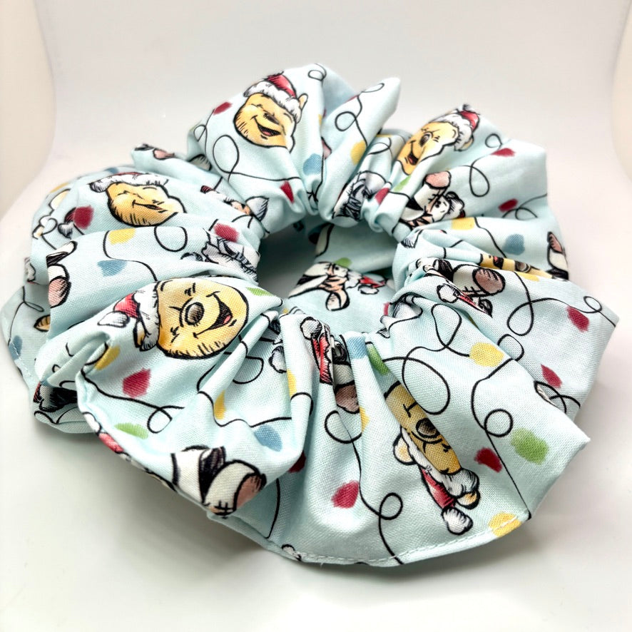 Blue Christmas Lights Pooh Bear Scrunchie Enchanted Scrunch
