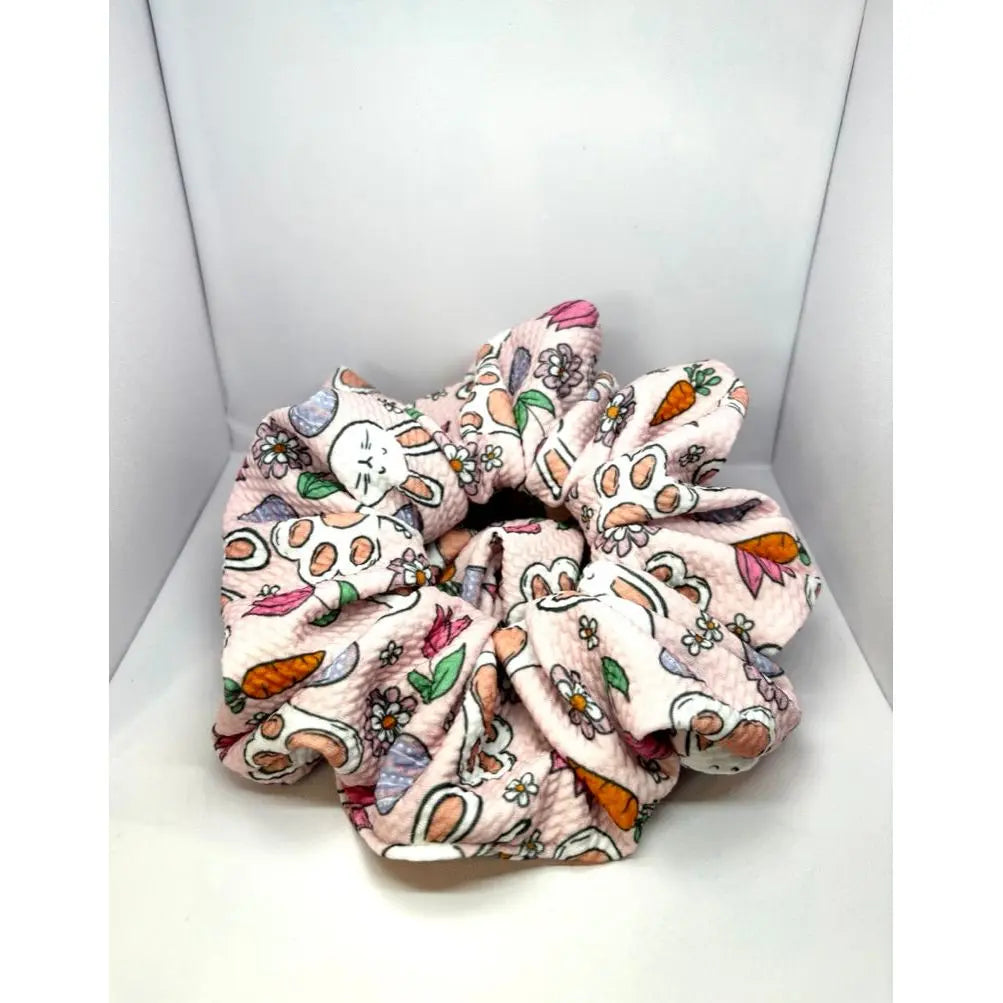 Pink Floral Bunny Easter Bullet Scrunchie Enchanted Scrunch