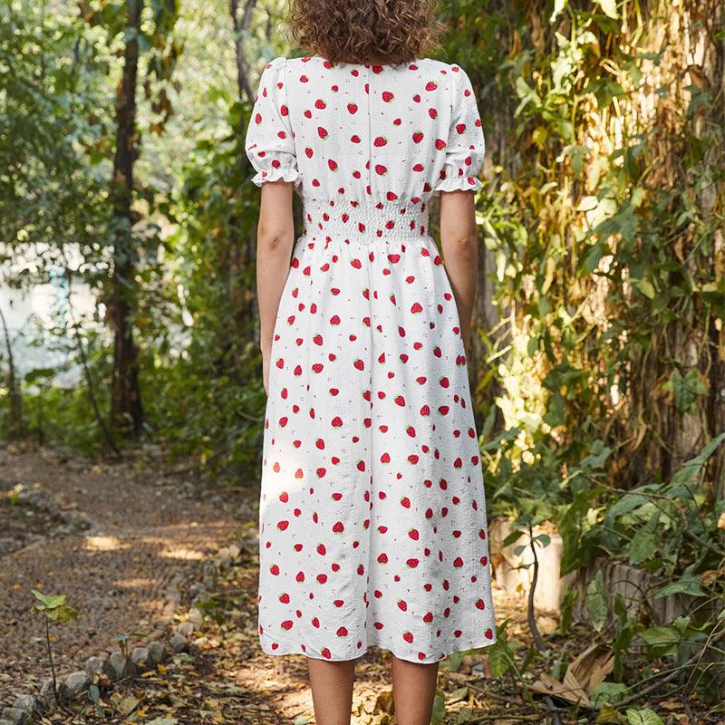 Strawberry Fields Summer Dress - Playful Floral Chiffon Dress for Women Country in My Heart