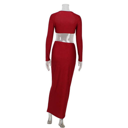 Burgundy Luxe Long Sleeve Skirt & Top Set Country in My Heart