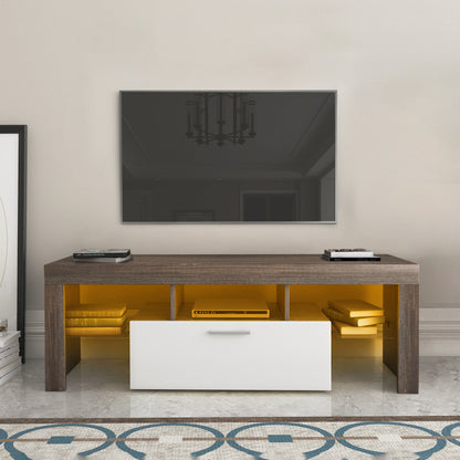 20 minutes quick assembly brown simple modern TV stand cabinet Brown + whiteTV bracket