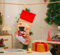Christmas Decoration Linen Red Bordered Old Man Snowman Christmas Socks Christmas Gift Bag Candy Socks