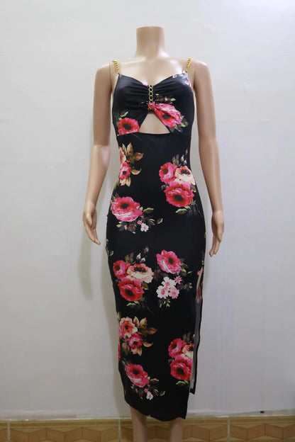 Floral Print Spaghetti-Strap Dress