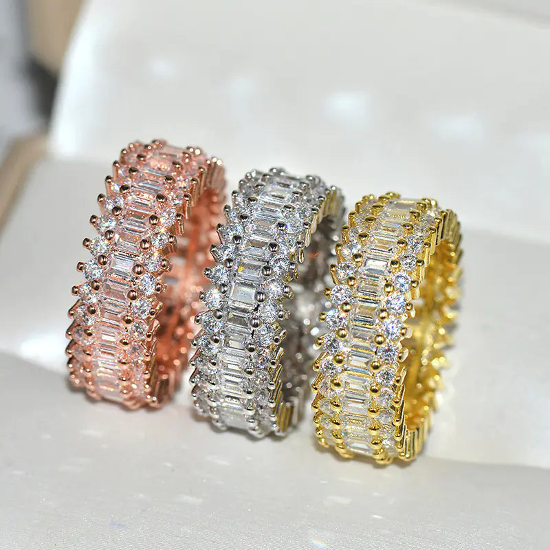 Gold Encrusted Zircon Ring Decoration