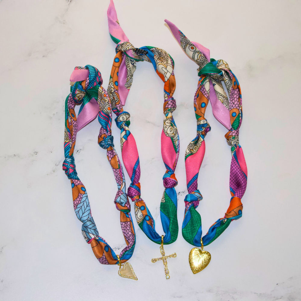 Scarf Necklace Multi Color Pattern Deep South Originals