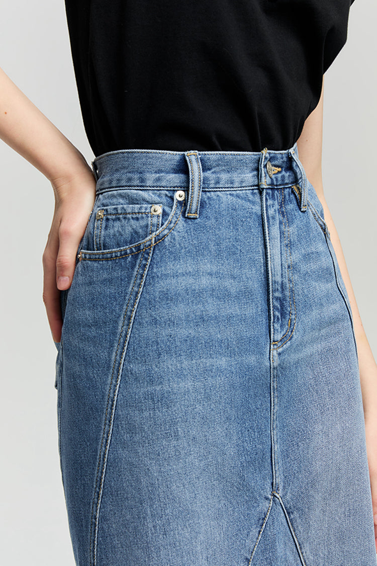 Ocean Wave Denim Skirt HJ821 Hey Joanie