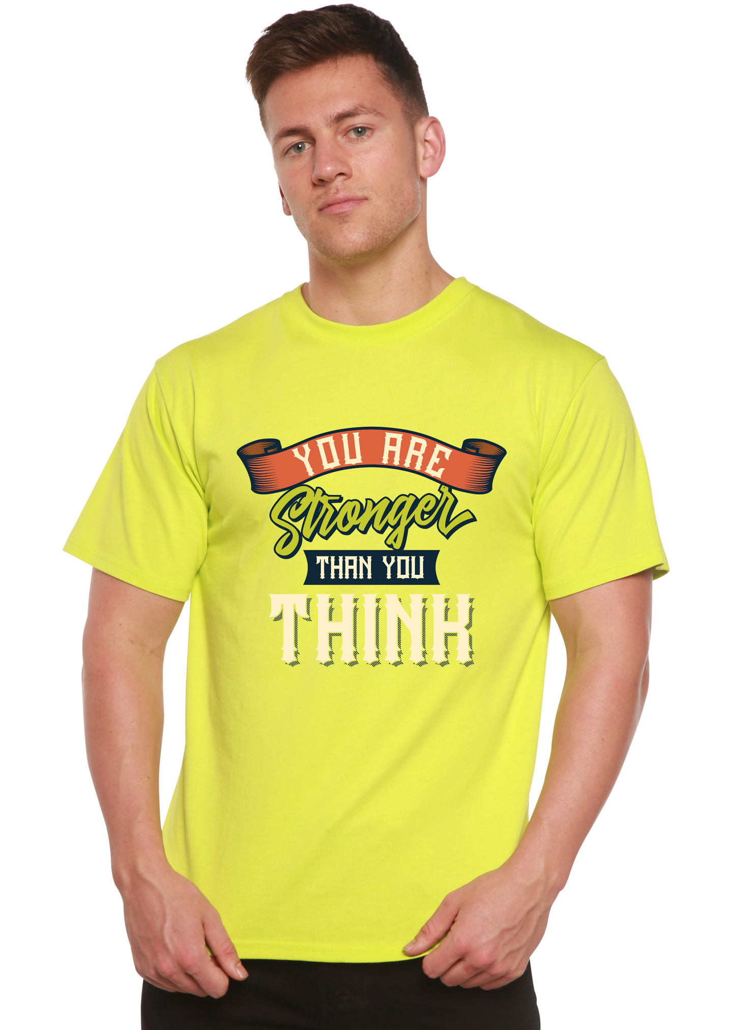 You Are Stronger Than You Think Men's Bamboo Viscose/Organic Cotton Short Sleeve Graphic T-Shirt Spun Bamboo