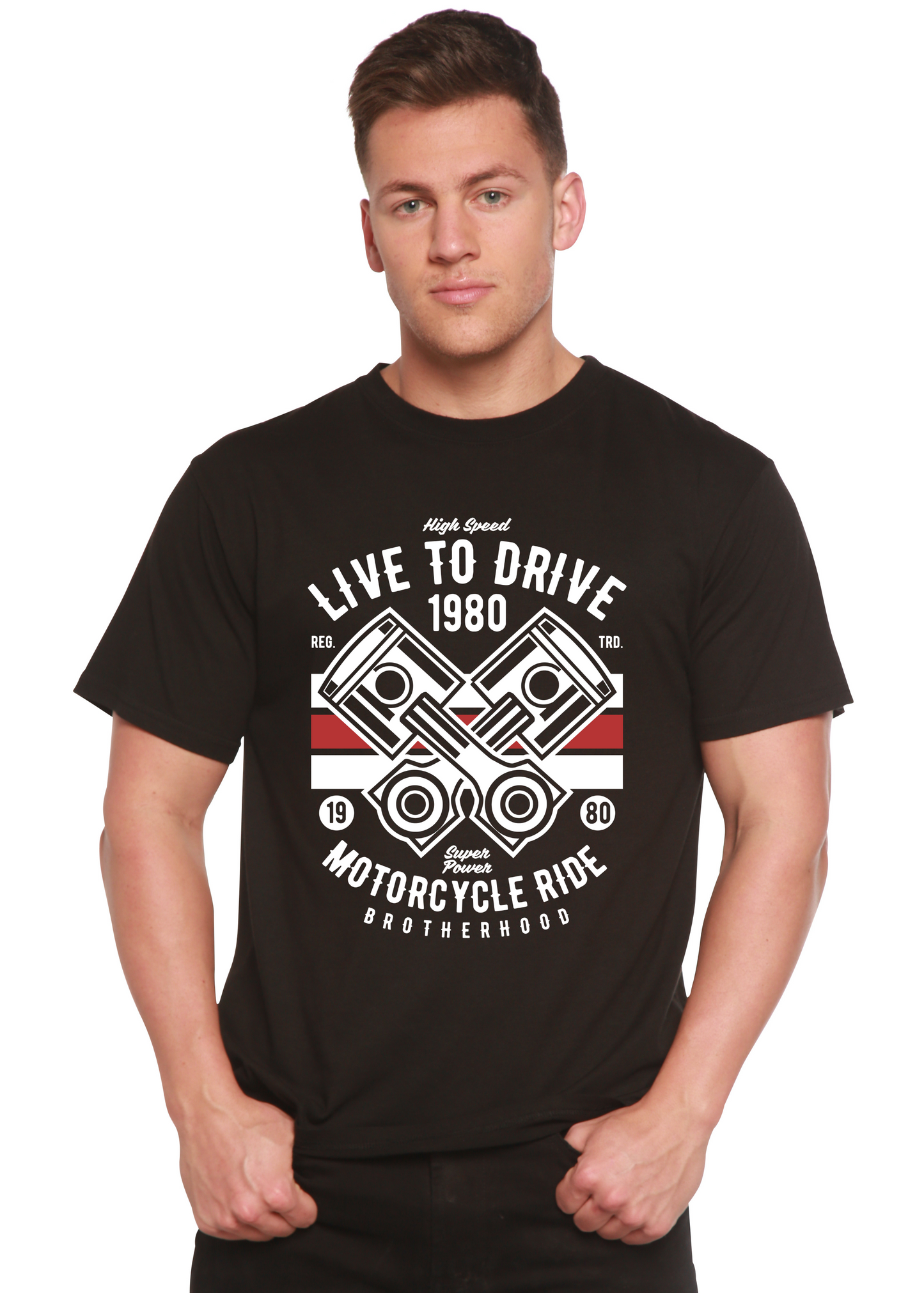 Live To Ride 1980 Men's Bamboo Viscose/Organic Cotton Short Sleeve Graphic T-Shirt Spun Bamboo
