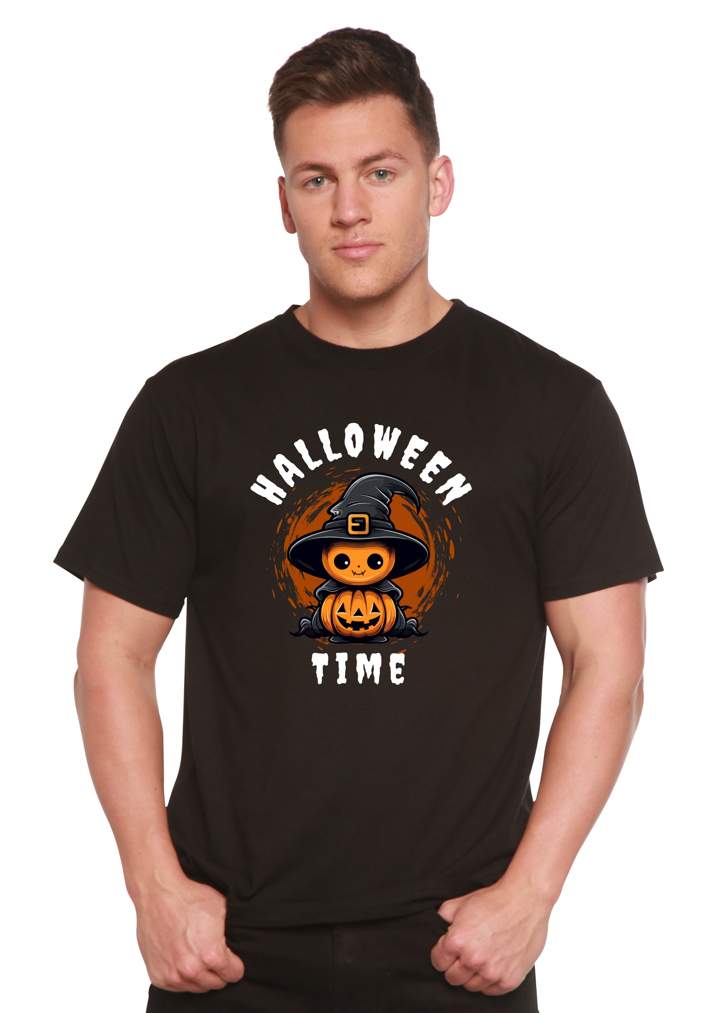Halloween Time Unisex Bamboo Viscose/Organic Cotton Short Sleeve Graphic T-Shirt Spun Bamboo
