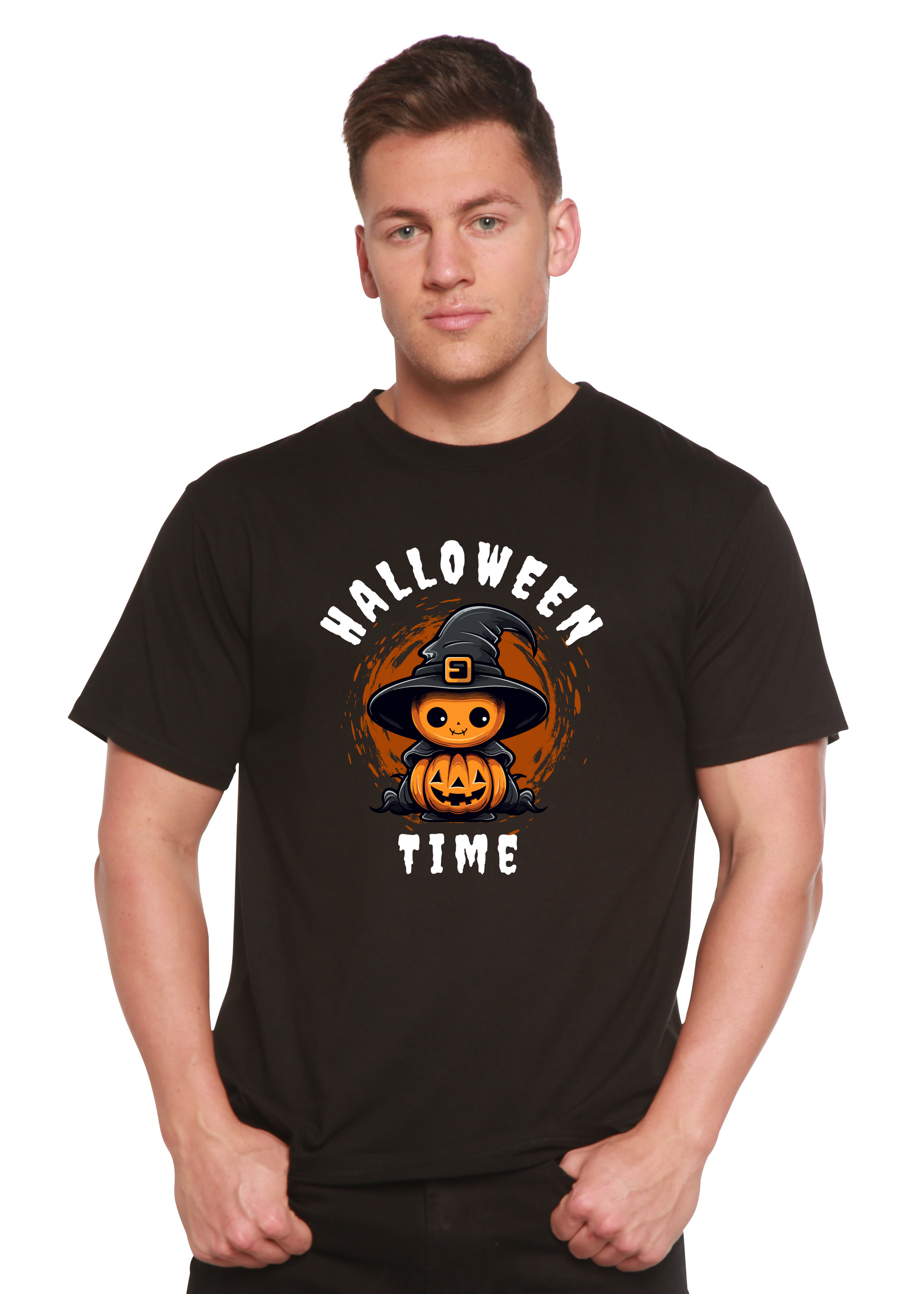 Halloween Time Unisex Bamboo Viscose/Organic Cotton Short Sleeve Graphic T-Shirt Spun Bamboo