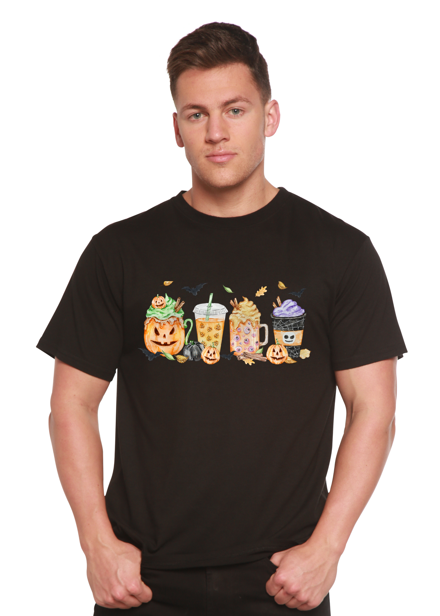 Happy Halloween Men's Bamboo Viscose/Organic Cotton Short Sleeve Graphic T-Shirt Spun Bamboo