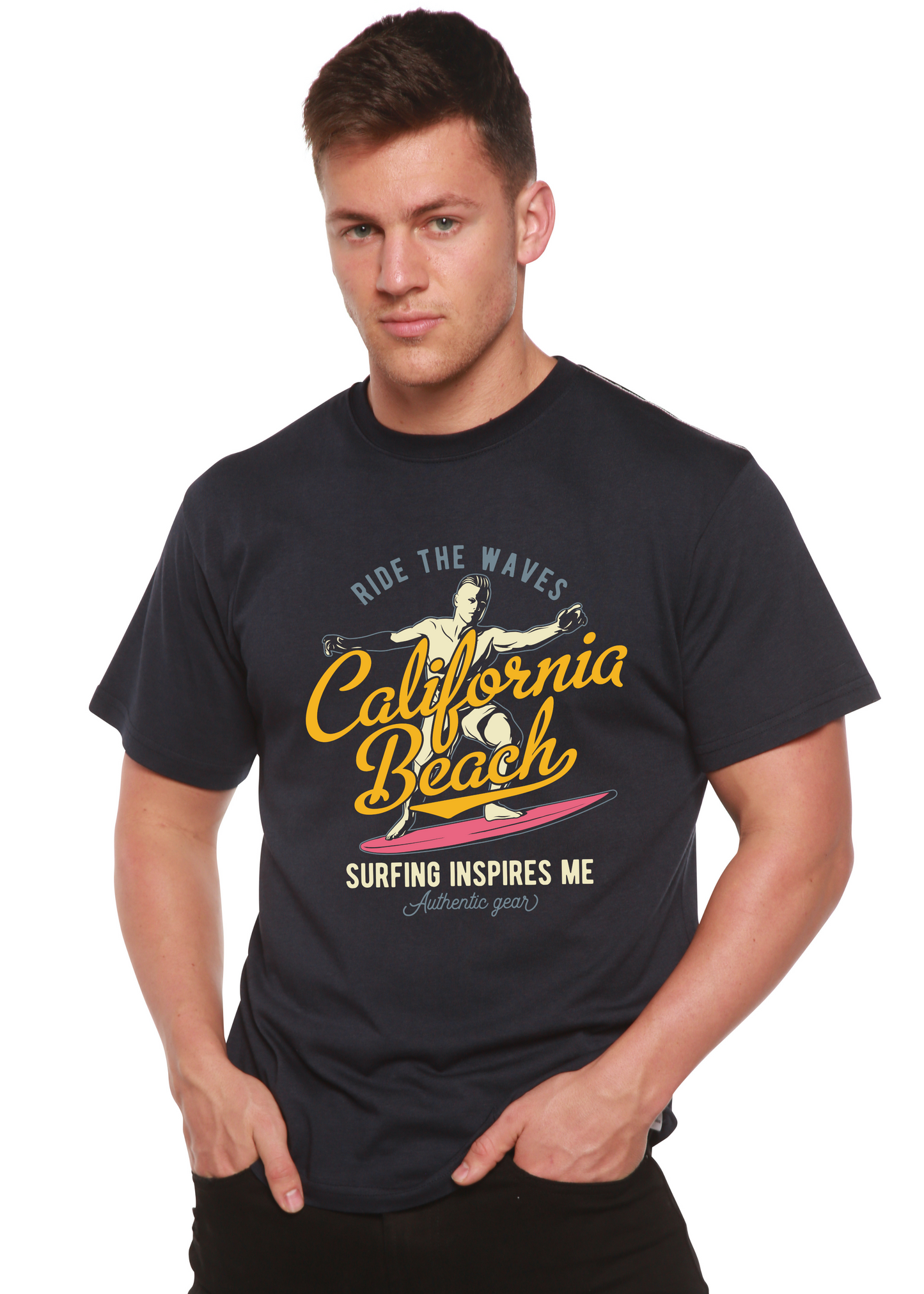 California Beach Men's Bamboo Viscose/Organic Cotton Short Sleeve Graphic T-Shirt Spun Bamboo