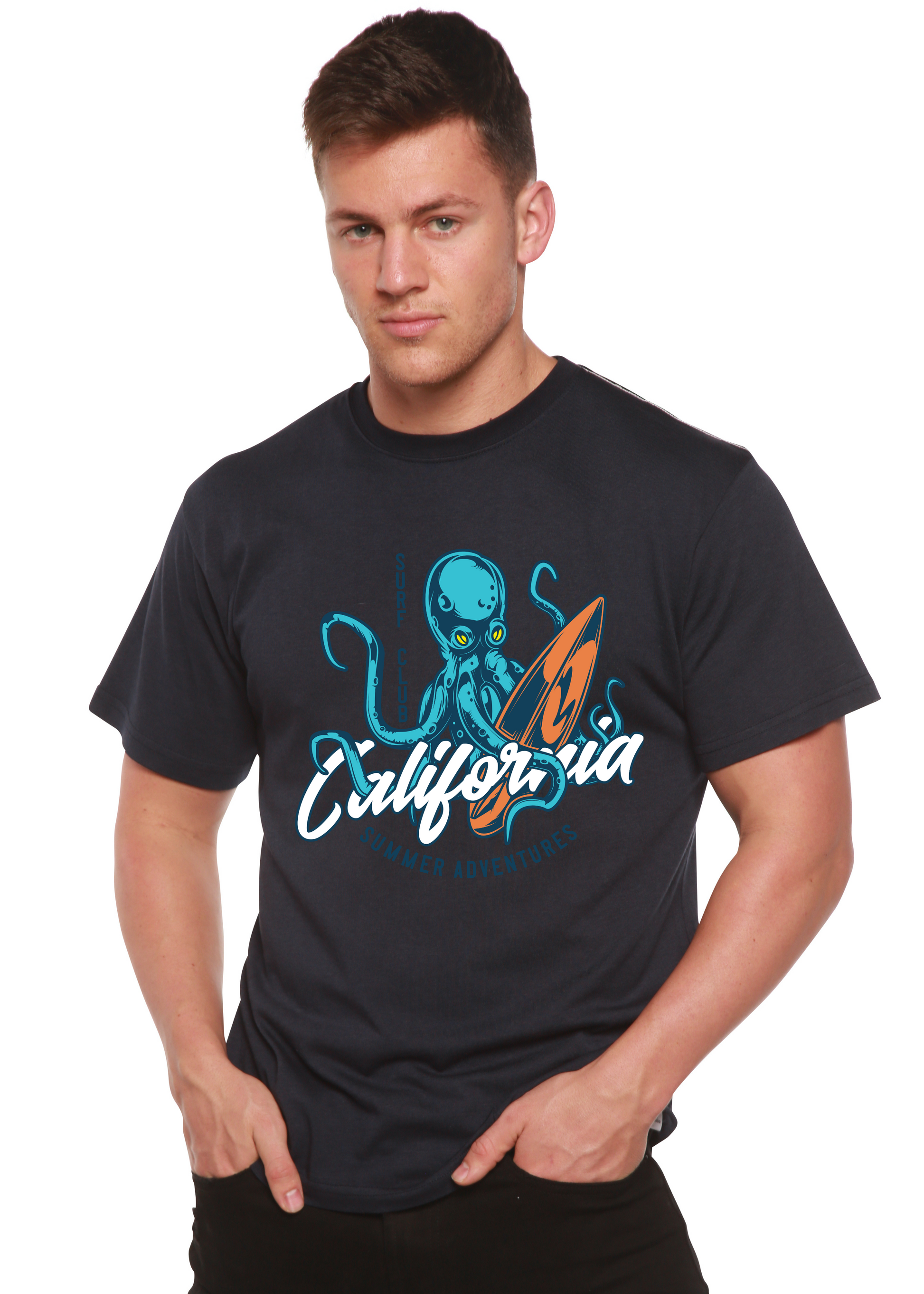 California Summer Adventures Men's Bamboo Viscose/Organic Cotton Short Sleeve Graphic T-Shirt Spun Bamboo