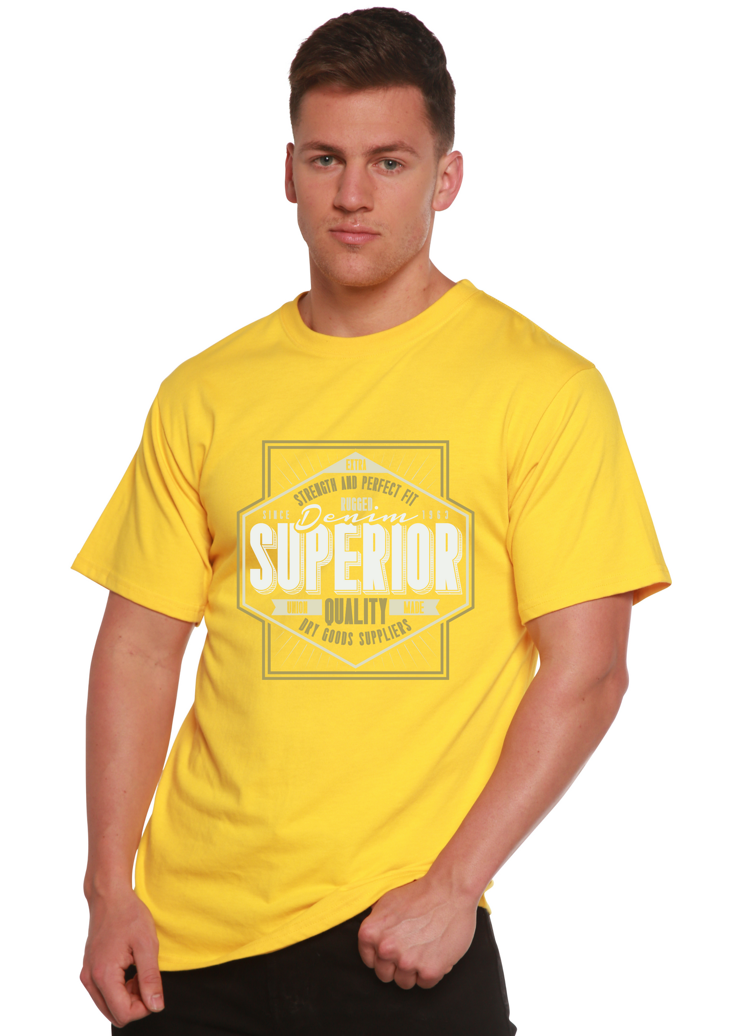 Superior Quality Men's Bamboo Viscose/Organic Cotton Short Sleeve Graphic T-Shirt Spun Bamboo