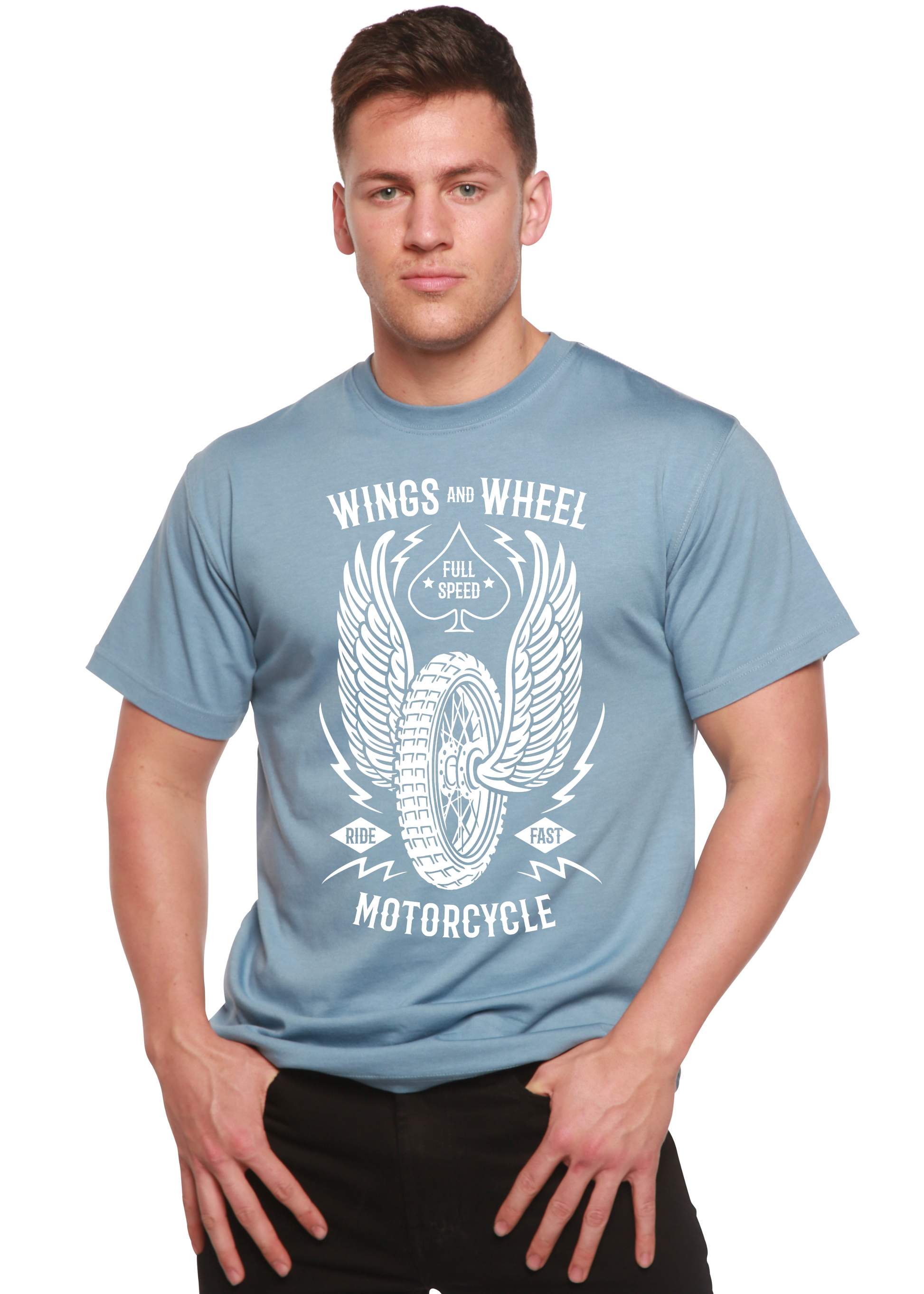 Wings And Wheel Spun Bamboo® Men's Bamboo Viscose/Organic Cotton Short Sleeve Graphic T-Shirt Spun Bamboo