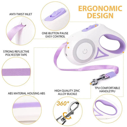 Automatic Retractable Luminous Dog Walking Rope ViralGalleria.com