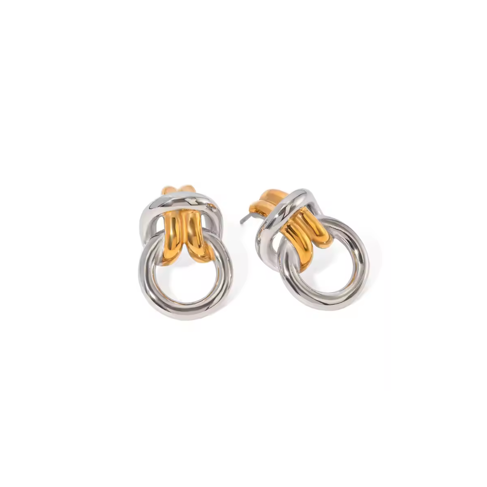 Rhea Link Stud Earrings - 18k Gold Plated Non Tarnish Deep South Originals