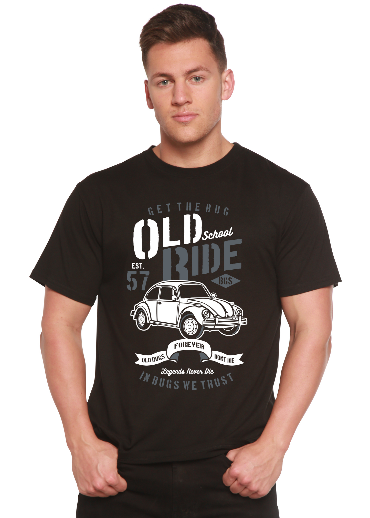 Old School Ride Spun Bamboo® Men's Bamboo Viscose/Organic Cotton Short Sleeve Graphic T-Shirt Spun Bamboo