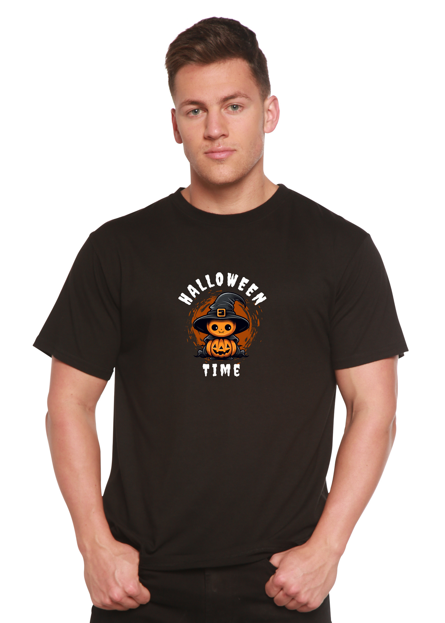 Halloween Time Unisex Bamboo Viscose/Organic Cotton Short Sleeve Graphic T-Shirt Spun Bamboo