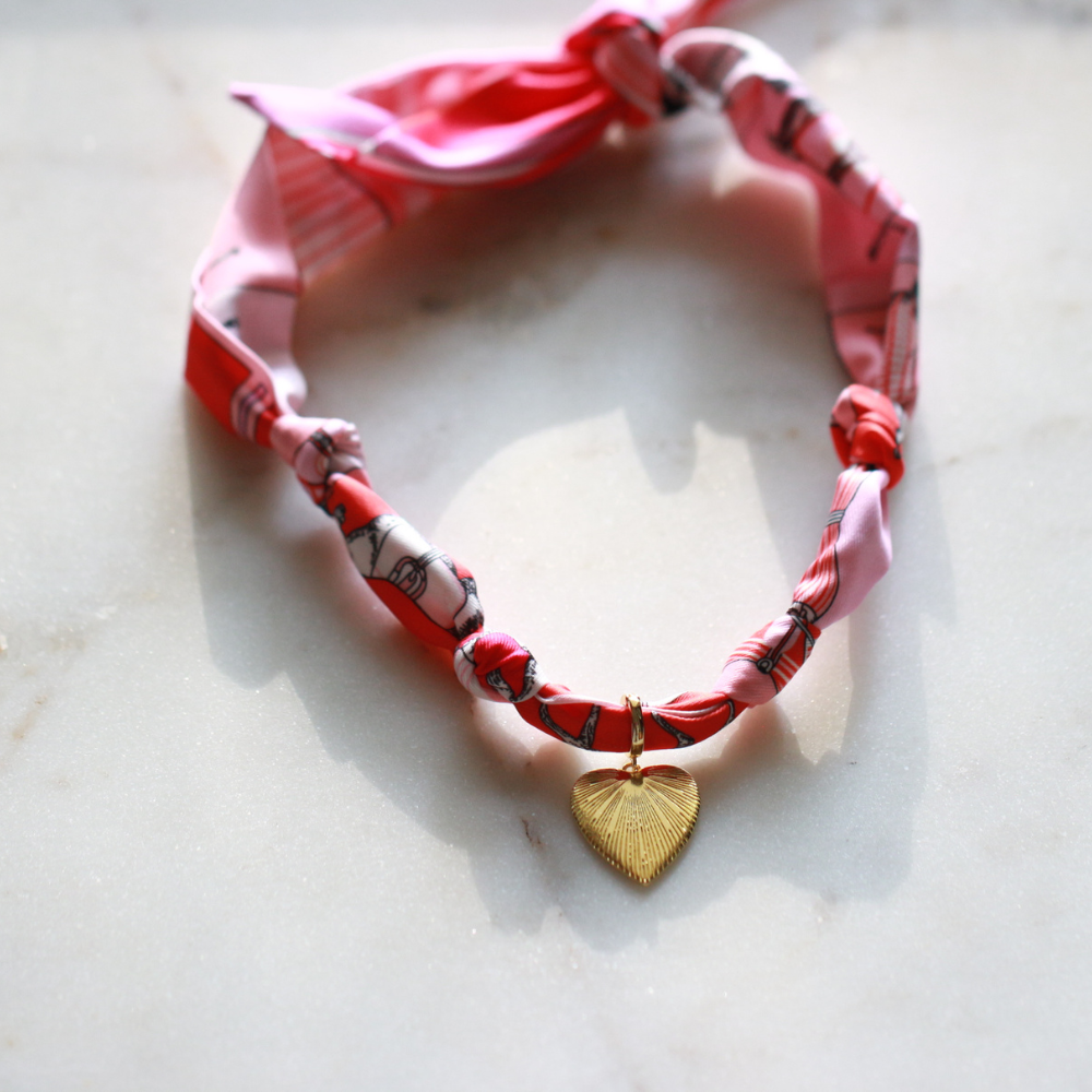 Scarf Necklace ~ Pink Horse Pattern Deep South Originals