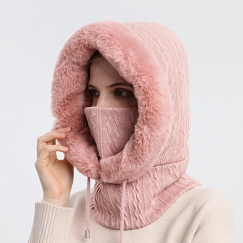 Thicken Knitted Fleece One-Piece Winter Scarf Mask ViralGalleria.com