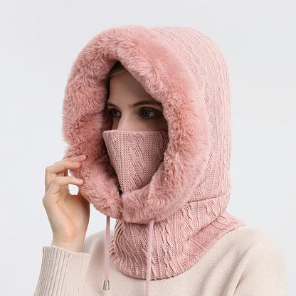 Thicken Knitted Fleece One-Piece Winter Scarf Mask ViralGalleria.com