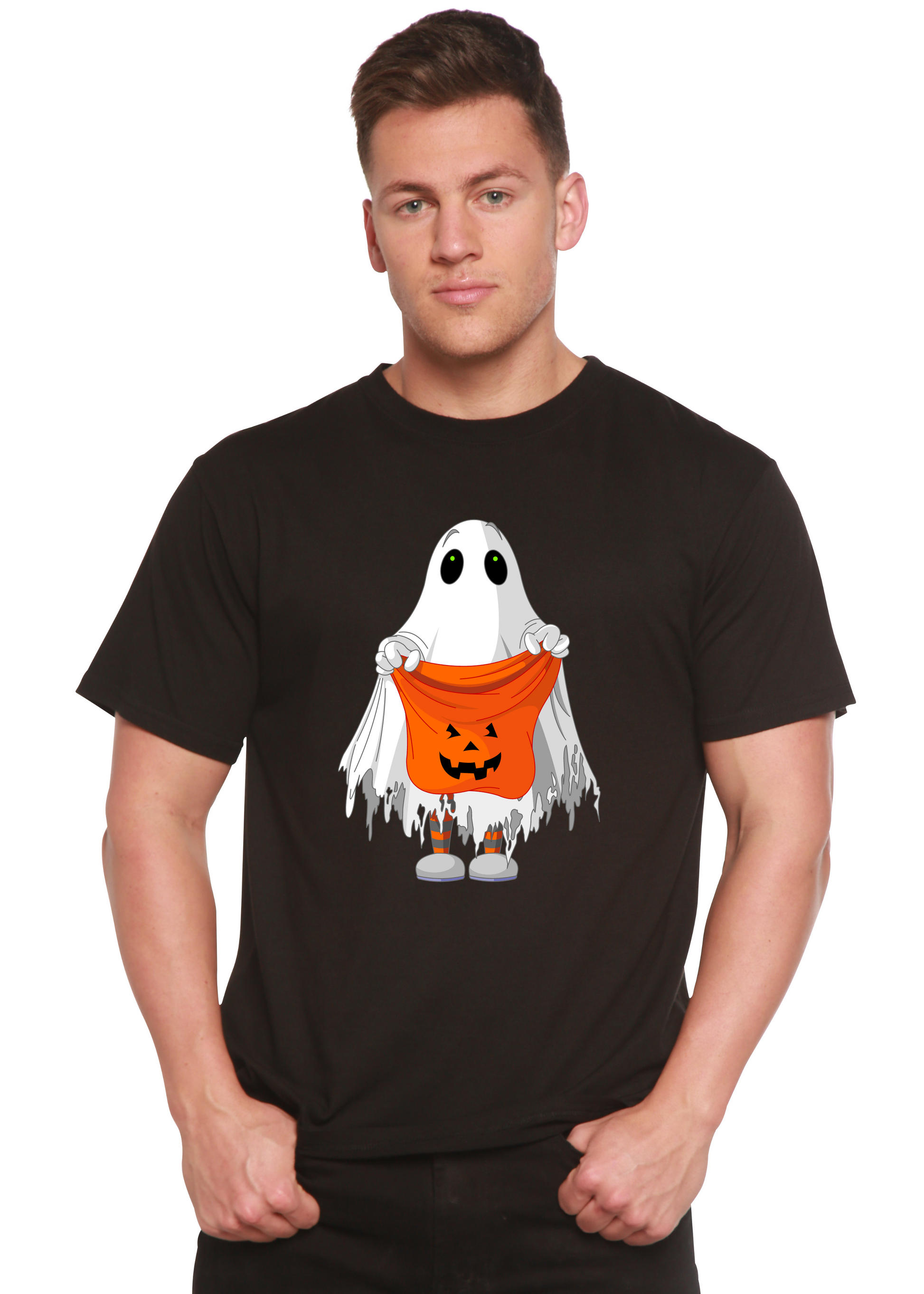 Boo Halloween Men's Bamboo Viscose/Organic Cotton Short Sleeve Graphic T-Shirt Spun Bamboo